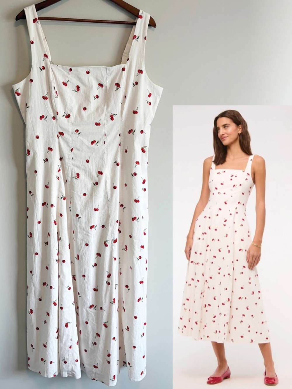 The A&F Mila Stretch Midi Dress - Cherry Print 🍒